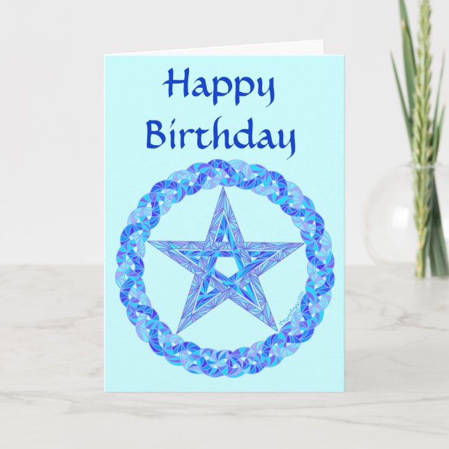 Z blauer Pentagram Wiccan magischer Karte (Vorderseite)
