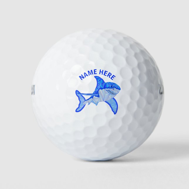 Z Blauer Weißer Hai Farbenfrohe Meerestiere Golfball (Vorderseite)