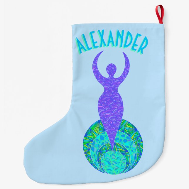 Z die Göttin-grüner und lila Erdmutter-Mystiker Großer Weihnachtsstrumpf (Rückseite)