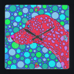 z Farbenfroher Dalmatiner Polka Dot Dog Art Deco U Quadratische Wanduhr<br><div class="desc">Farbenfrohe Dalmatiner Hunde Wohngestaltung Uhr. Kann auf Ihren Namen, Initialen oder lustige Nachricht angepasst werden. Punkte und Hunde. Ich erschaffe so gerne meine farbenfrohen Tiere. Sie bringen mich zum Lächeln. Ich hoffe, Sie mögen sie auch. Ein lustiges Geschenk für Dalmatiner-Liebhaber, Hundefreunde oder Tierliebhaber. Roter Dalmatiner mit lila Flecken, umgeben von...</div>