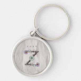 Z Floral Monogram Modern Minimalistisch Schlüsselanhänger
