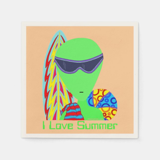 Z Fun LGM Alien Urlaub I Liebe Sommer Party Serviette (Vorderseite)
