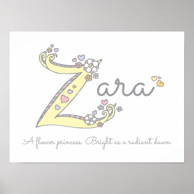 Z für Zara Initial Doodle Art Name bedeutet Poster (Vorne)