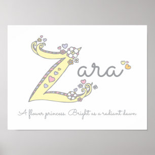 Z für Zara initiale Kritzelkunst Namensbedeutung Poster
