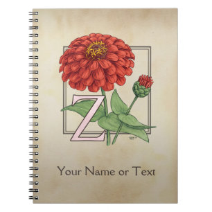 Z für Zinnia-Blumen-Alphabet-Monogramm Notizblock
