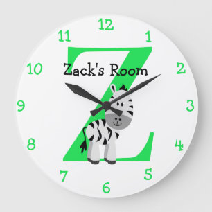 Z is for Zebra and Zack-Child's Bedroom Große Wanduhr