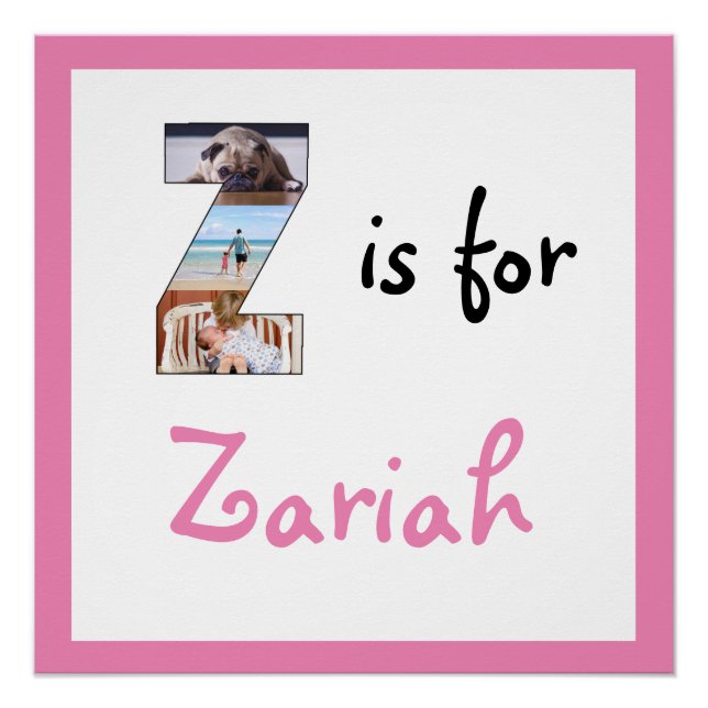 Z ist für Name Foto Kids's Poster (Vorderseite)
