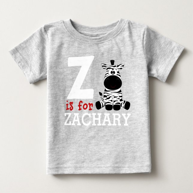 Z ist für Zachary & Kids Name Personalisiert Baby T-shirt (Vorderseite)