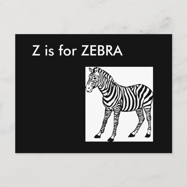"Z" ist für Zebra Alphabet Flashcard Postkarte (Vorderseite)