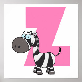 z ist für Zebra-Cartoon für Kinder Poster