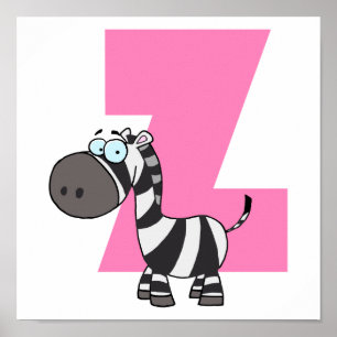 z ist für Zebra-Cartoon für Kinder Poster