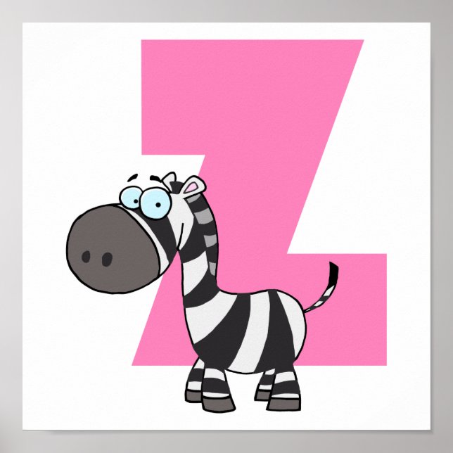 z ist für Zebra-Cartoon für Kinder Poster (Vorne)