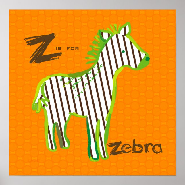 "Z ist für Zebra" digitales Malplakat Poster (Vorne)