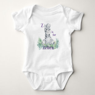 Z ist für ZEBRA - Zebra Sitzen in Ferne Baby Strampler