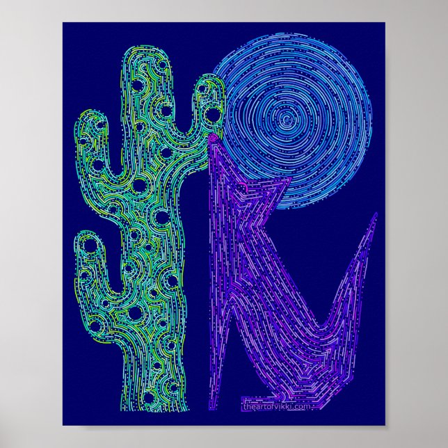 Z Lila Coyote Wolf Colorful Southwestern Design Poster (Vorne)