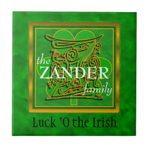 Z "Luck of the Irish" Familie Custom Monogram Tile Fliese