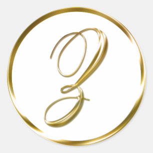 Z Monogram Imitate Gold Umschlag oder Günstige Sie Runder Aufkleber