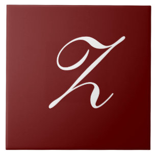 Z Monogram Initial White on Dark Red Fliese