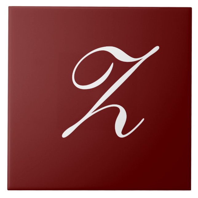 Z Monogram Initial White on Dark Red Fliese (Vorderseite)
