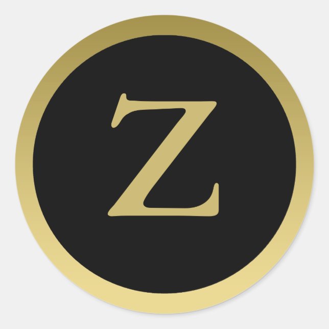 Z: Monogram Z Elegant Gold und Black Stickers (Vorderseite)