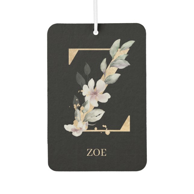 Z Monogramm Floral Personalisiert Autolufterfrischer (Vorderseite)