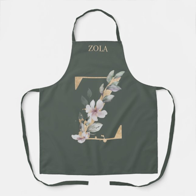 Z Monogramm Floral Personalisiert Schürze (Vorderseite)