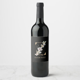 Z Monogramm Floral Personalisiert Weinetikett