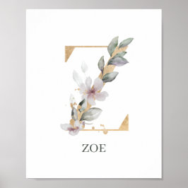 Z Monogramm florales Personalisiertes Poster