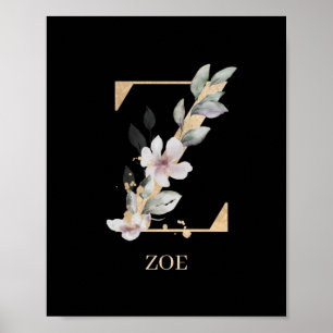 Z Monogramm florales Personalisiertes Poster