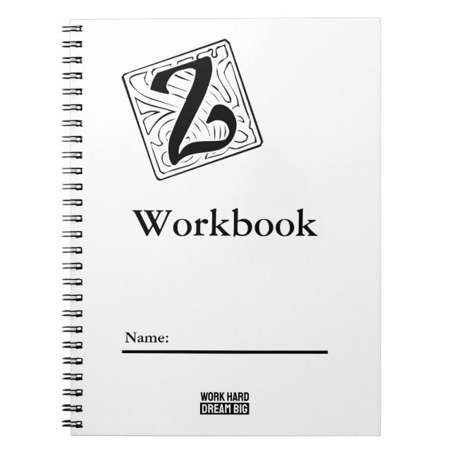 Z Monogramm Workbook black and white Notizblock (Vorderseite)