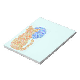 Z Orange Cat and the Moon Abstrakt Art Fun Notes Notizblock