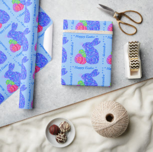 Z Personalisiert Blue Oaster Bunny Ostereier Geschenkpapier