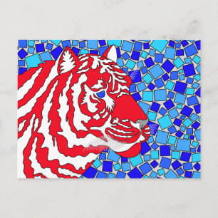 Z Red White und Blue Patriotic Tiger Künstlerisch Postkarte