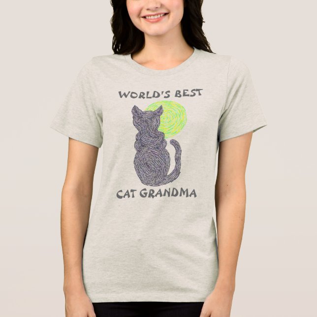 Z Schwarze Katze und der Mond Welten Beste Katze O Tri-Blend Shirt (Vorderseite)