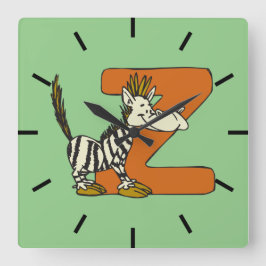 Z wie Zebra Quadratische Wanduhr