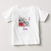 Z Zoe Personalisieren Initialname, Rose-Blume