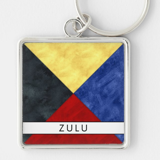 Z Zulu Nautic Signal Flag + Ihr Name Schlüsselanhänger (Vorne)