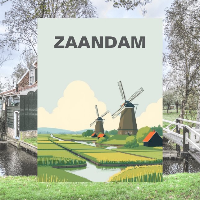 Zaandam, Niederlande Windmühlen Reisen Vintag Postkarte (Zaandam Travel Postcard)