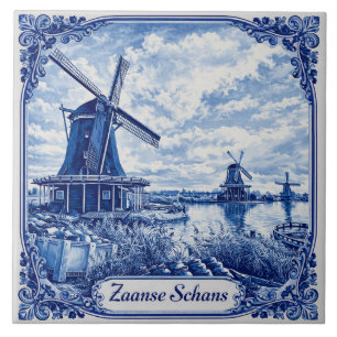 Zaanse Schans Delft Blau stil Keramikfliese