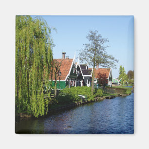 Zaanse Schans Niederländische Holzhäuser in Grün u Magnet