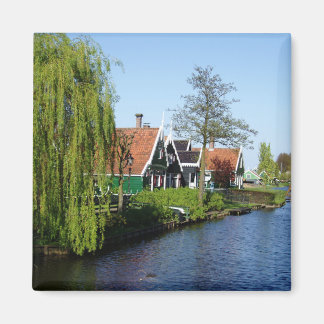 Zaanse Schans Niederländische Holzhäuser in Grün u Magnet
