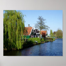 Zaanse Schans Niederländische Holzhäuser in Grün u