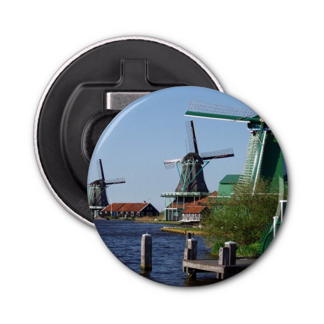 Zaanse Schans Niederländische Windmühlen in grün u Flaschenöffner (Vorderseite)