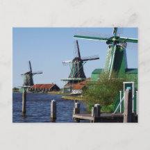 Zaanse Schans Niederländische Windmühlen in grün u