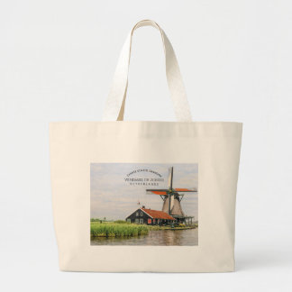   Zaanse Schans Windmill Watercolor Dutch Jumbo Stoffbeutel