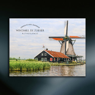 Zaanse Schans Windmühle Aquarell niederländisches  Feiertagspostkarte