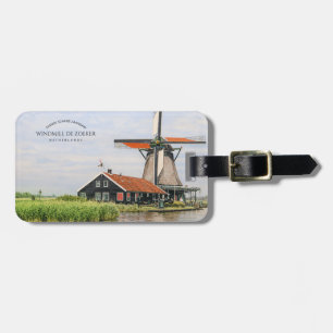 Zaanse Schans Windmühle Aquarell niederländisches Gepäckanhänger