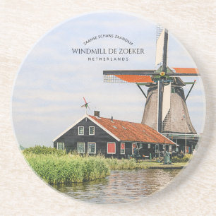 Zaanse Schans Windmühle Aquarell Niederländisches Getränkeuntersetzer