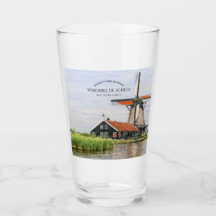 Zaanse Schans Windmühle Aquarell Niederländisches  Glas