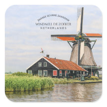 Zaanse Schans Windmühle Aquarell Niederländisches 